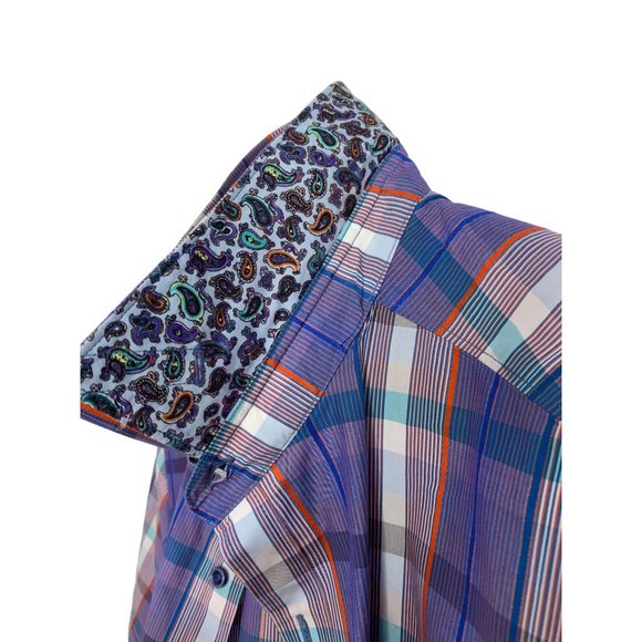 New 2XL Robert Graham Plaid Short Sleeve Button Shirt Contrast Trim NWOT 6515 - Picture 14 of 16